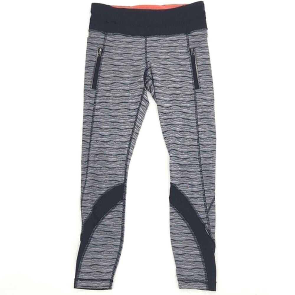 Lululemon Athletica Inspire Tight II Leggings Textured Wave Black Silver Spoon 6